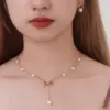 Wholesale Jewelry Simple Style Classic Style Bow Knot 304 Stainless Steel Artificial Pearls 18K Gold Plated Jewelry Set