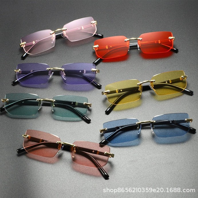Wholesale Cross-border new trendy frameless fashion sunglasses men's European and American trimming sunglasses women's personalized sunglasses manufac