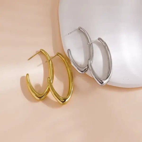 Wholesale PVD Coated 14K Gold Real Gold Plated Solid Color 304 Stainless Steel Modern Style Simple Style Waterproof Non Tarnish Ear Studs