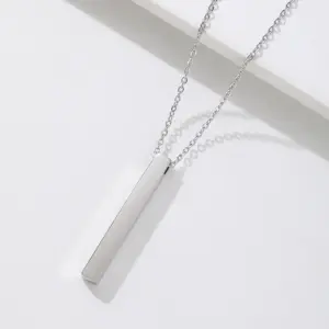 Cube Column Silver Containing 2mm Wide Chain (45 plus 5cm)