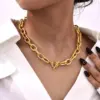 Wholesale PVD Coated Real Gold Plated 18K Gold Solid Color 304 Stainless Steel Vacation Classic Style Waterproof Non Tarnish Chain Necklace Necklace