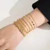 201 Stainless Steel Solid Color PVD Coated 18K Gold Plated Real Gold Plated Simple Style Waterproof Non Tarnish Plating Gold Bracelets
