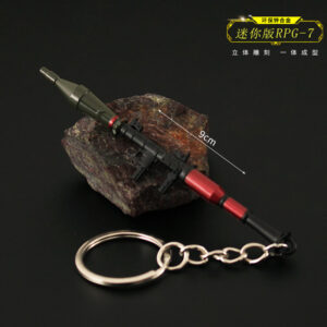 Wholesale Heping elite peripheral metal chicken pendant RPG mini rocket launcher alloy keychain 9cm