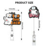 Wholesale Acrylic Halloween Booboocrew Ghost Telescopic Rotating Crocodile Clip Badge Scroll Easy-Pull Buckle
