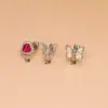 1 Piece 316L Stainless Steel Copper Zircon Ear Cartilage Rings & Studs Heart Shape Butterfly Waterproof Non Tarnish Surgical Steel