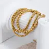 Wholesale PVD Coated Real Gold Plated 18K Gold Round 201 Stainless Steel Classic Style Waterproof Non Tarnish 201 Stainless Steel Bracelets