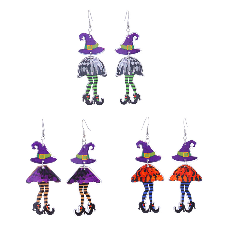 Wholesale Europe and the United States cross-border cute funny long-leed witch pink ghost pumpkin knife beak doctor earop