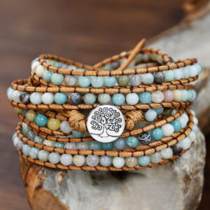 Wholesale Cross-border Amazon Stone Ball Woven Bracelet Jewelry Women's Bohemian Style 5-layer Multi-circle Winding Bracelet Europe and America