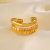 Wholesale PVD Coated 18K Gold Plated Lines 304 Stainless Steel IG Style Simple Style Waterproof Non Tarnish Open Rings