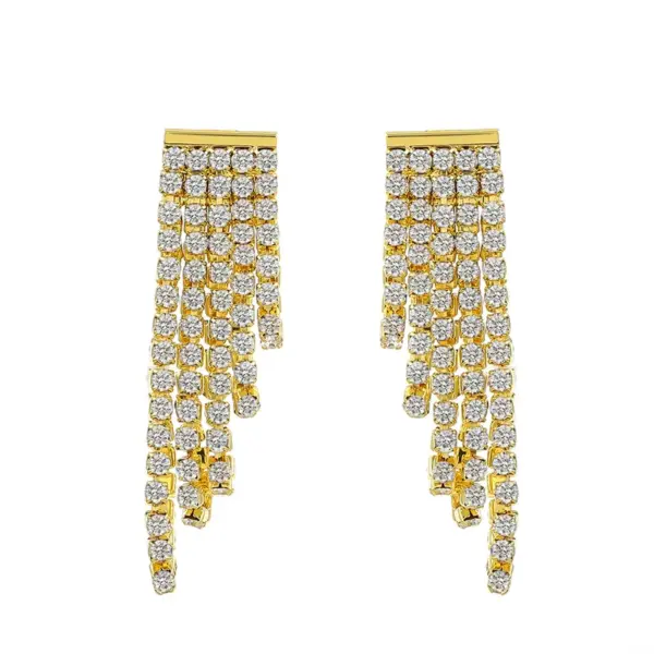 Fashion Geometric Copper Drop Earrings Tassel Zircon Copper Earrings