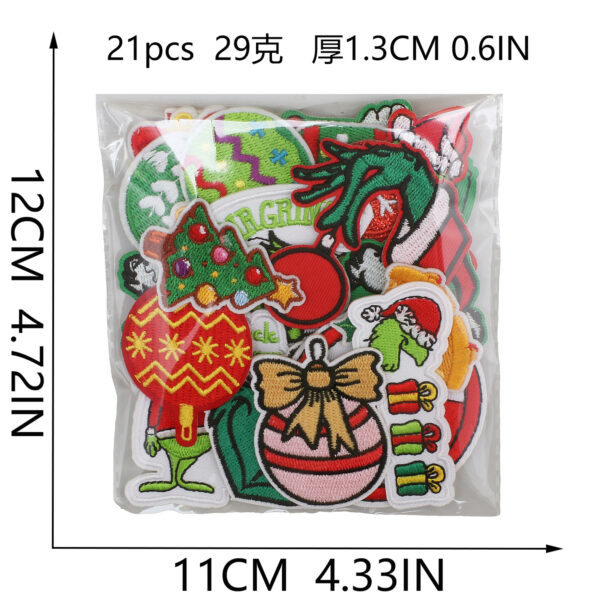 Wholesale Christmas Green Cartoon Character Embroidered Patch OLY Exclusive