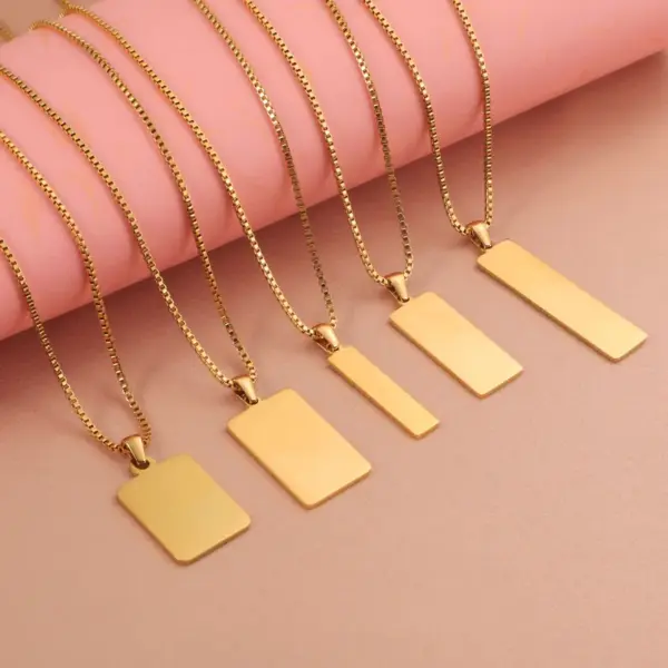 PVD Coated Real Gold Plated U Shape Customization Laser Engraving 304 Stainless Steel Simple Style Classic Waterproof Non Tarnish Pendant Necklace