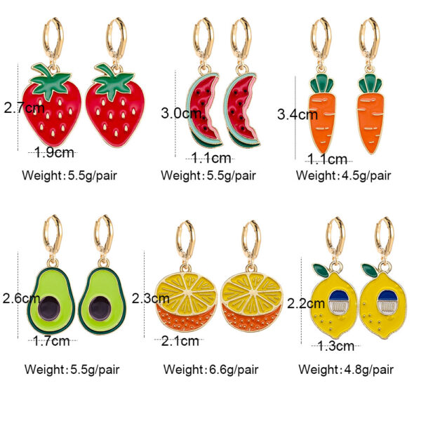 Wholesale Cross-border new products fruit earrings Lemon avocado strawberry cute fruit ins style alloy drop earrings jewelry