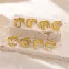 Wholesale PVD Coated Real Gold Plated Letter 304 Stainless Steel Hip-Hop Punk Cool Style Waterproof Non Tarnish Wide Band Rings