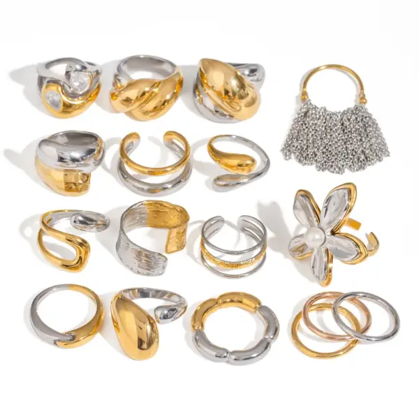 PVD Coated Real Gold Plated Geometric 304 Stainless Steel Glam Simple Style Classic Style Waterproof Non Tarnish Open Rings