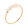 Women's Stainless Steel PVD Coated 18K Gold Plated Pearl Geometric Rings Imitation Pearl Jewelry
