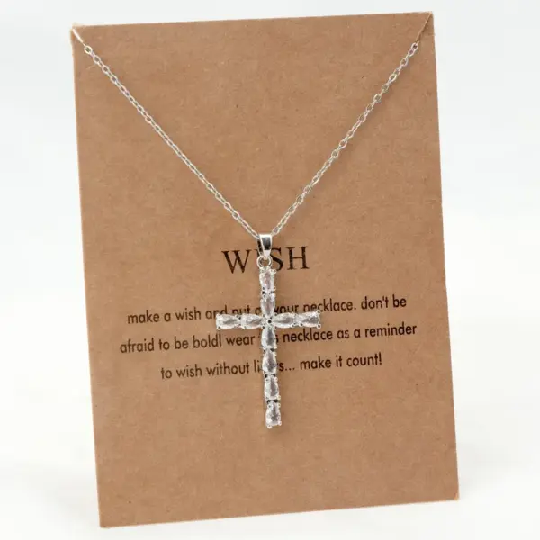 1 Piece Vintage Style Cross Stainless Steel Inlay Diamond Pendant Necklace