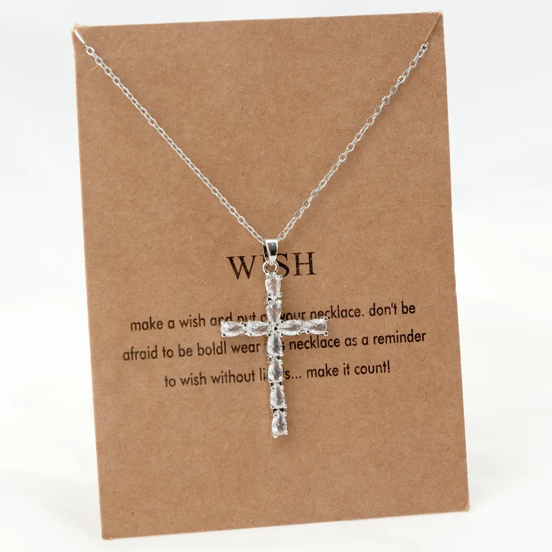 Wholesale 1 Piece Vintage Style Cross Stainless Steel Inlay Diamond Pendant Necklace