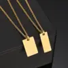 Wholesale Jewelry Simple Style Customization Laser Engraving Solid Color Titanium Steel Plating Cable Chain Pendant Necklace