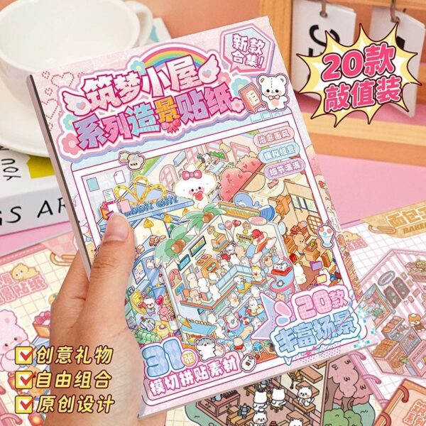 Wholesale miniature world mini landscaping stickers gift box 3d stereo stacking visual scene stickers children DIY handmade