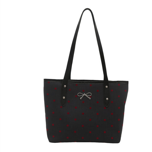 oly-f51b032fc7579213e567ecce01ea6ee6 Wholesale Polka Dot Printed Bow Tote Bag Trendy Large Capacity Casual Shoulder