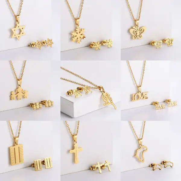 Wholesale Jewelry Simple Style Sun Heart Shape Rose 201 Stainless Steel Plating Pendant Necklace Cable Chain