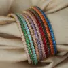 304 Stainless Steel Colorful PVD Coated Zircon 18K Gold Plated Real Gold Plated Simple Style Waterproof Non Tarnish Plating Inlay White Blue Gold Bracelets