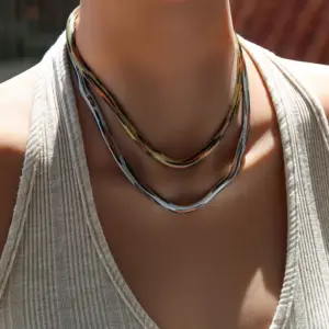 Wholesale Titanium Steel Snake Bone Choker Necklace Women's Fashion Leopard Print Choker Luxury Minimalist Trendy Lobster Clasp Chain