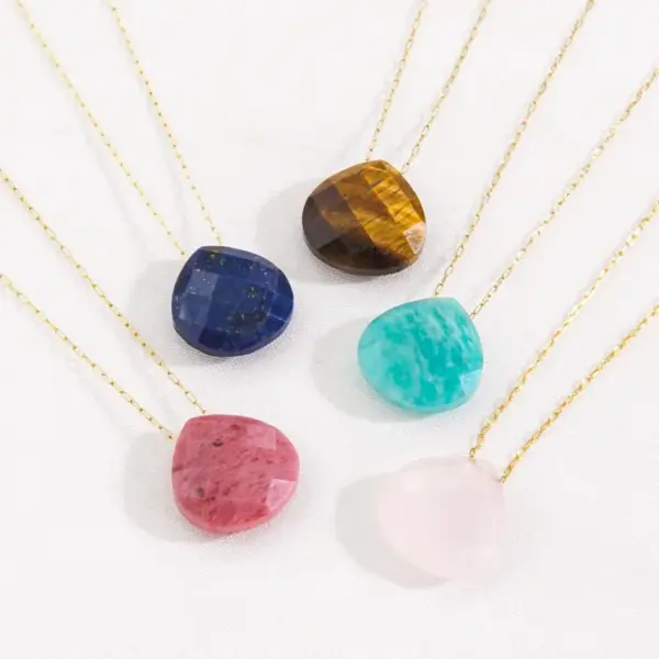 Wholesale PVD Coated 14K Gold Real Gold Plated Water Droplets 304 Stainless Steel Elegant Simple Style Waterproof Non Tarnish 304 Stainless Steel Pendant Necklace
