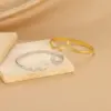 Wholesale PVD Coated Real Gold Plated Geometric 304 Stainless Steel Simple Style Classic Style Waterproof Non Tarnish 304 Stainless Steel Bangle