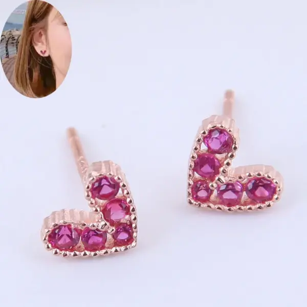 Korean Fashion Sweet Ol Small Flash Diamond Love Earrings Wholesale Nihaojewelry