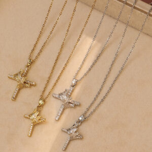 oly-f535887bddf6a70b11e77f469cf0a0a3 Wholesale Necklace Women's Fashion Crown Cross Necklace Real Gold Electroplating Elegant Niche Design Jewelry
