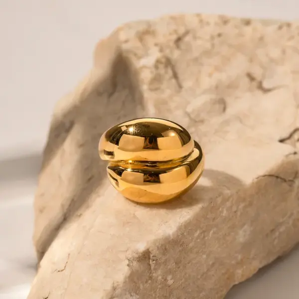 Wholesale Jewelry Simple Style Solid Color 304 Stainless Steel PVD Coated Plating Rings