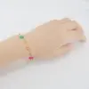Wholesale Fashion Flower Artificial Crystal Titanium Steel Beaded Plating 18k Gold Plated Bracelets Necklace