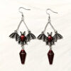 Wholesale Wish Cross-border New Hot Dark Gothic Exaggerated Red Vampire Bat Bloody Magic Mirror Pendant Earrings