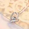Wholesale Titanium Steel Copper Plating Heart Shape Zircon Pendant Necklace
