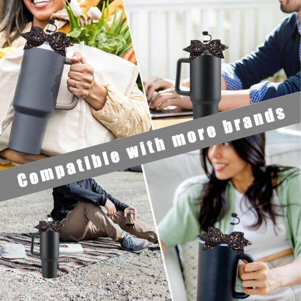 Wholesale Ice cup straw cap Amazon explosion stanley cup bow decoration solid color food silicone straw sleeve