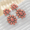 Wholesale European and American Hot Double Flower Design Classic Elegant Elegant Bohemian Turquoise Alloy Drop Earrings