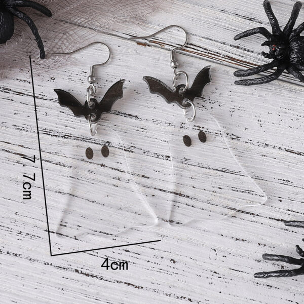 Wholesale Cross-Border New Halloween Bat Ghost Splicing Pendant Earrings Acrylic Double-Sided Earrings Halloween Earrings