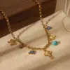 Wholesale Ion Plating (IP) 18K Gold Plated Elephant Butterfly Bow Knot 304 Stainless Steel Vintage Style Simple Artistic Pendant Necklace