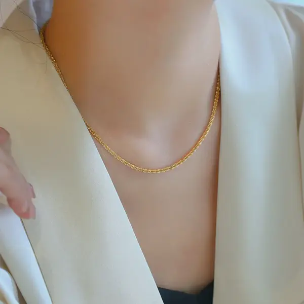 Wholesale PVD Coated Real Gold Plated 18K Gold Solid Color 304 Stainless Steel IG Style Simple Style Waterproof Non Tarnish 304 Stainless Steel Necklace