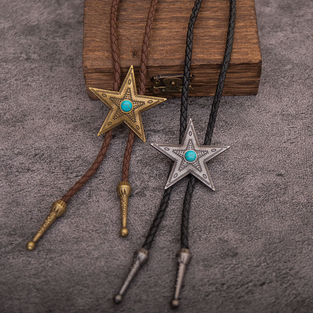 Wholesale Turquoise pattern five-inted star alloy tie
