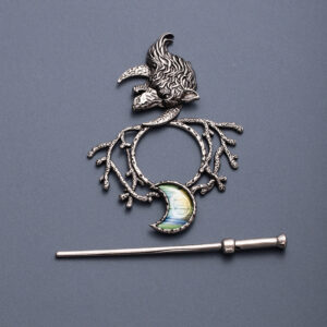 F714-3 ancient silver wolf head moon set