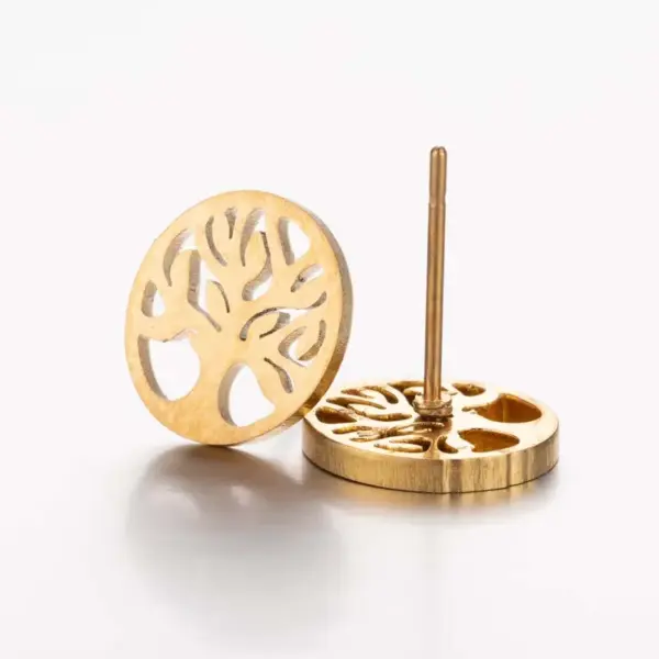 PVD Coated 18K Gold Real Gold Plated Tree 304 Stainless Steel Preppy Style Waterproof Non Tarnish Ear Studs