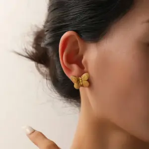 Wholesale 1 Pair Sweet Classic Style Butterfly Butterfly 304 Stainless Steel Imitation Gold Electroplating Ear Studs