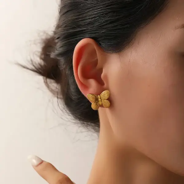 Wholesale 1 Pair Sweet Classic Style Butterfly Butterfly 304 Stainless Steel Imitation Gold Electroplating Ear Studs