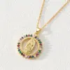 Wholesale Copper Cable Chain Plating Inlay Oval Zircon Pendant Necklace