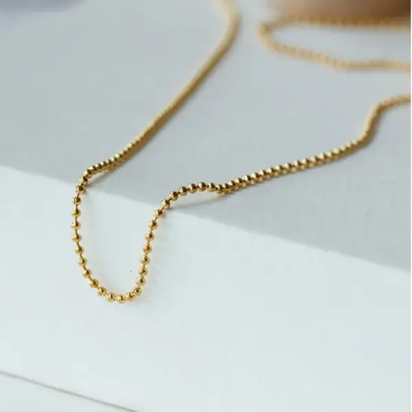 Wholesale 304 Stainless Steel Geometric Electroplating PVD Coated Beads 18K Real Gold Plated Simple Style Waterproof Non Tarnish Beaded Necklace