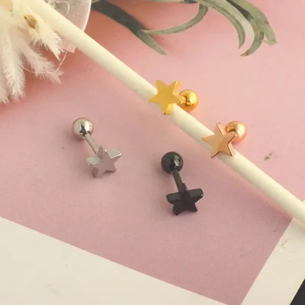 Wholesale 1 Piece Simple Style Star Stainless Steel Ear Studs