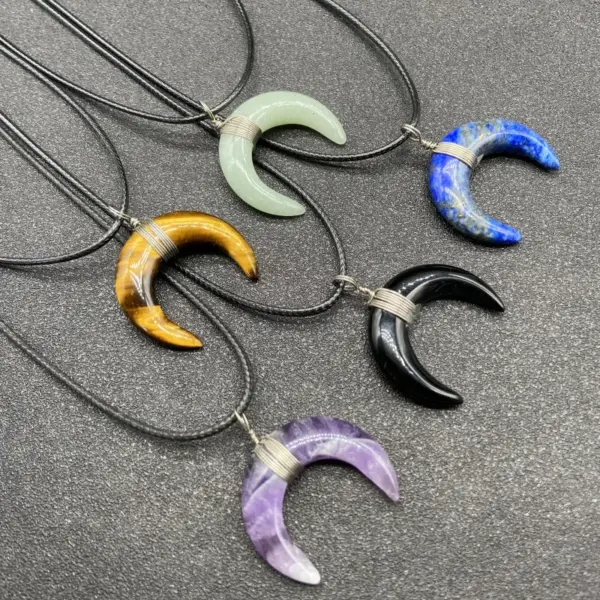 Wholesale Fashion Moon Crystal Polishing Pendant Necklace 1 Piece